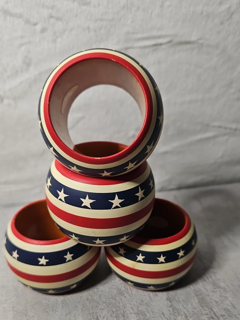 Patriotic Stars & Stripes Wooden Napkin Rings